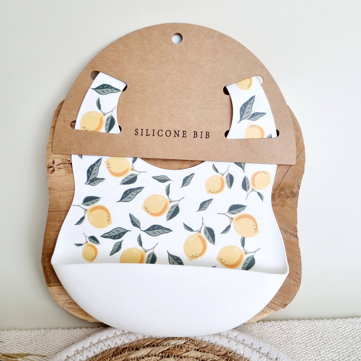 Bavoirs en silicone avec récupérateur Citrons - Blanc