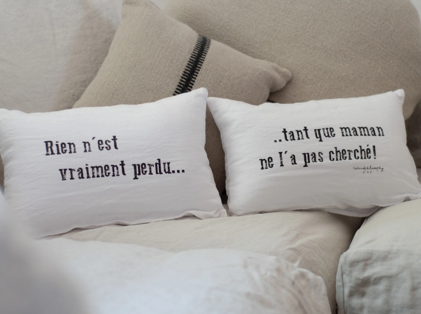 Coussins en lin "Maman"