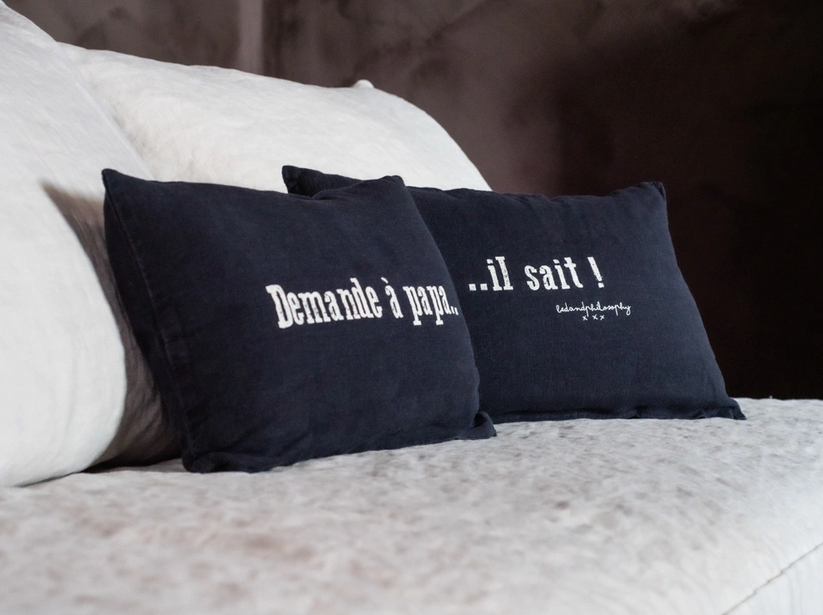 Coussins en lin "Papa"