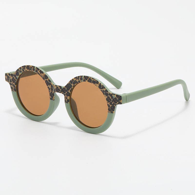 Lunettes de soleil rondes pour bébés et enfants - Sage/Leopard