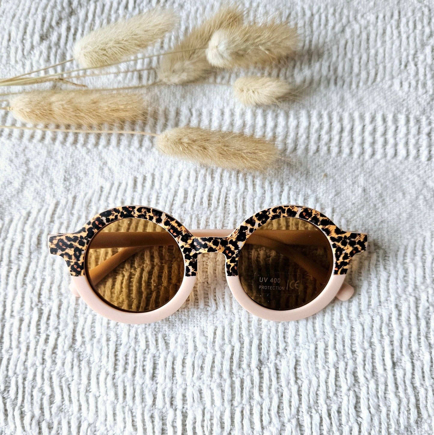 Lunettes de solei rondes pour bébés et enfants - Soft Pink/Leopard