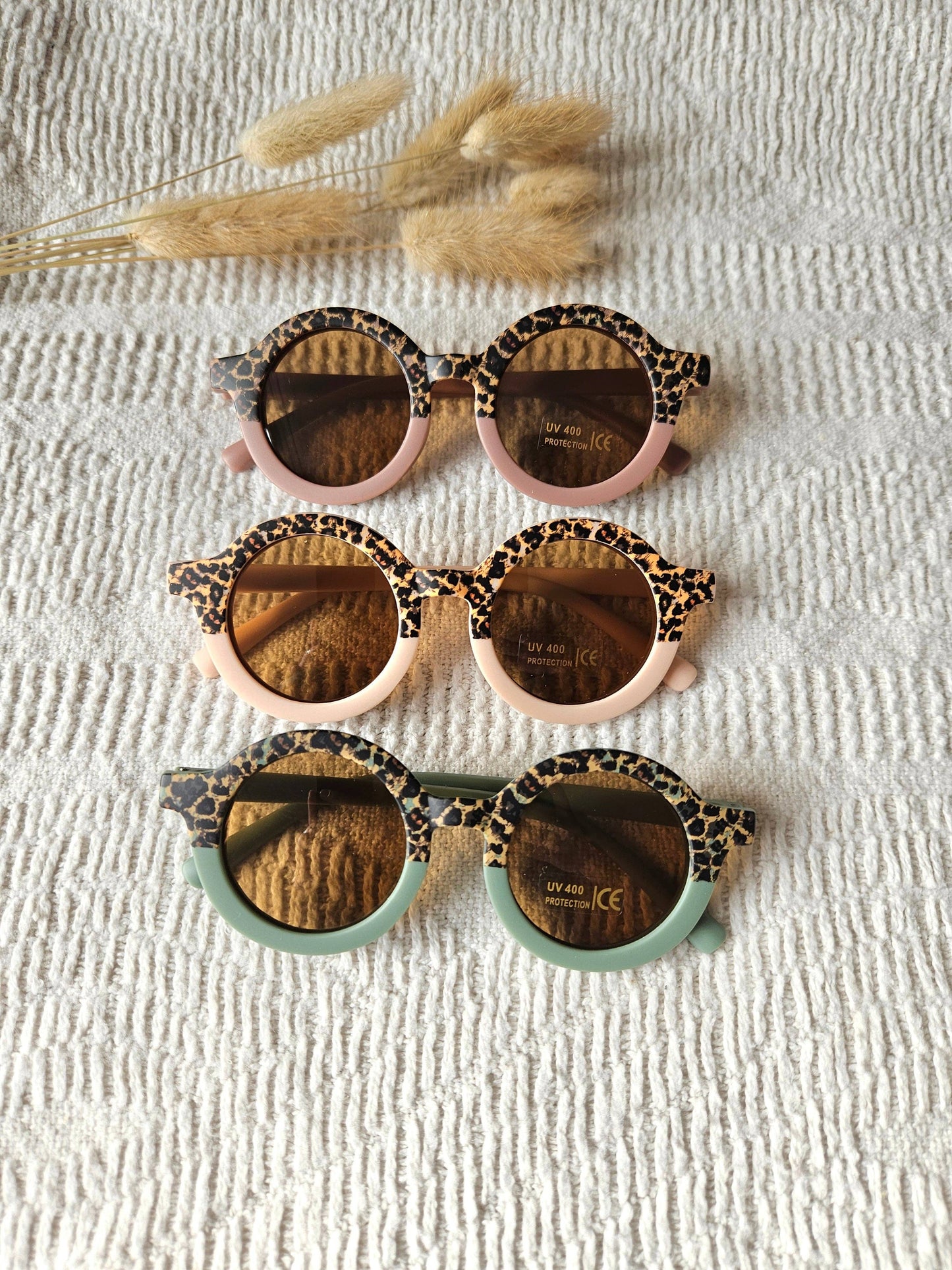 Lunettes de soleil rondes pour bébés et enfants - Sage/Leopard