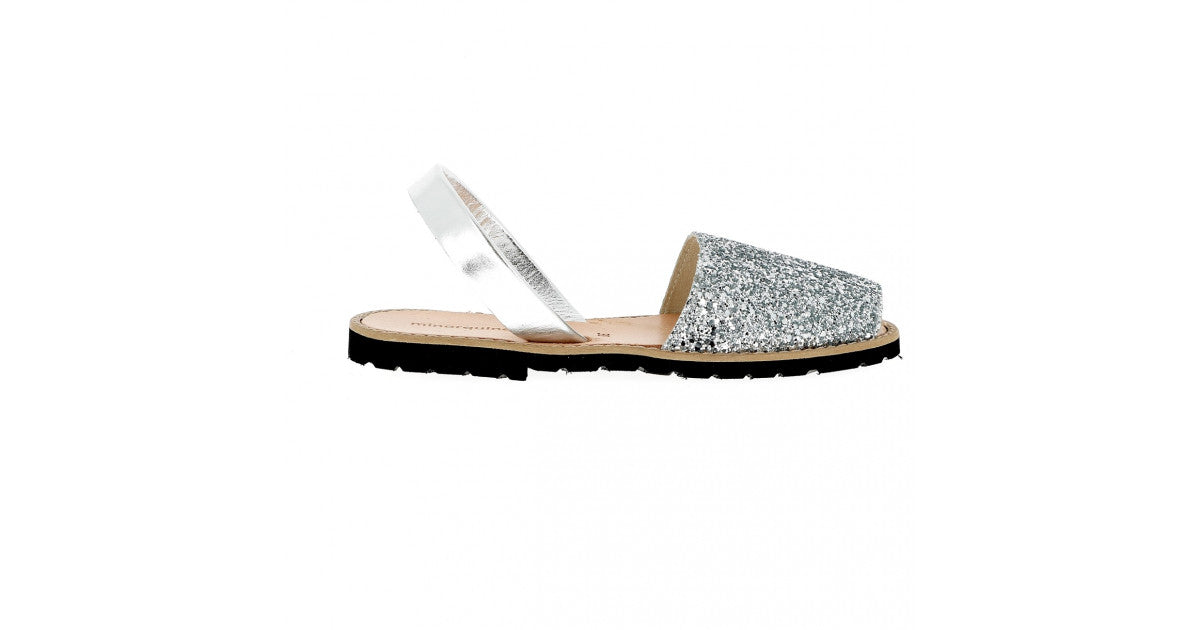 Sandales Avarca paillettes argent