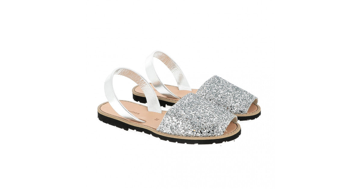 Sandales Avarca paillettes argent