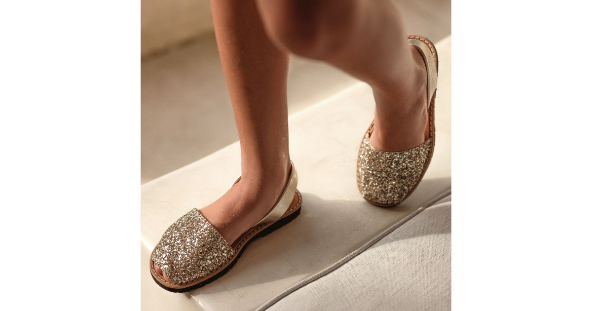 Sandales Avarca paillettes oro